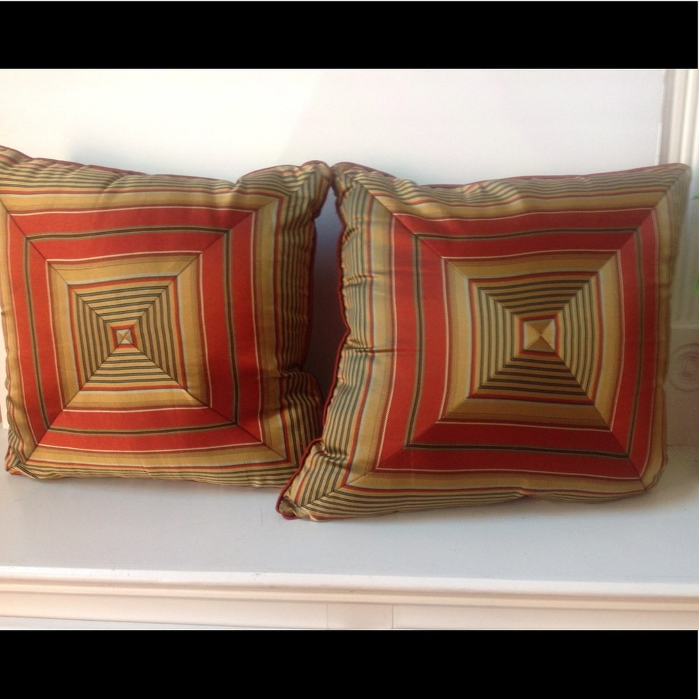 Raymond Waites Orange Pillows Gold Graphic Accent
